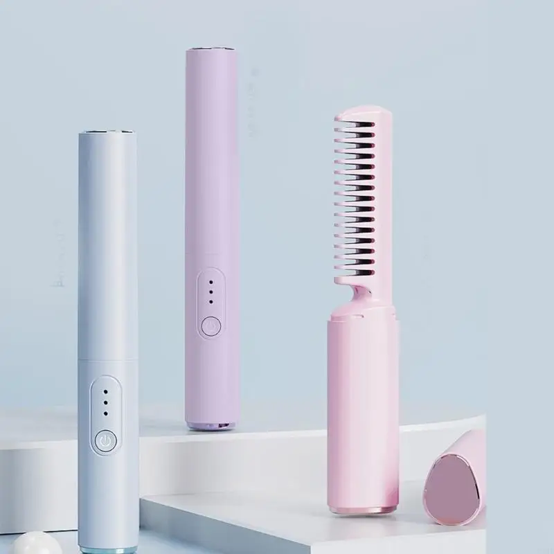 Travel Friendly Anti Scald Hot Comb with Cordless Rechargeable 3 Adjustable Heat Setting Hair Styling Accessories T4MB