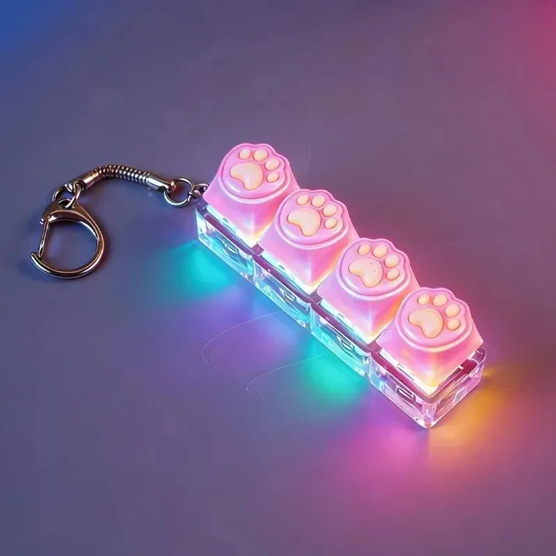Illuminated Keyboard Keychain - Stress Relief Fidget Toy and Portable Office Decor Gift
