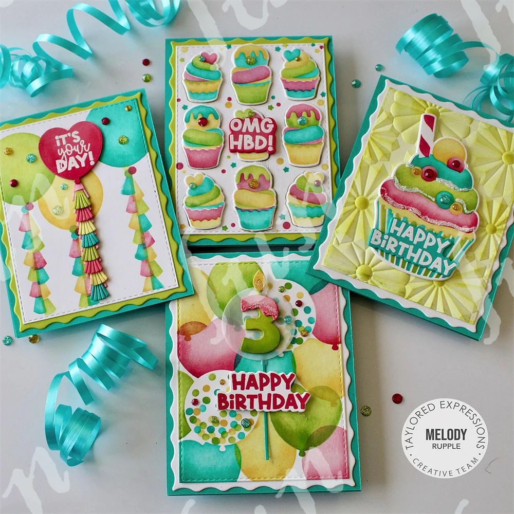 금속 다이 2024 양초 다이 세트, 환상적인 생일 감성 스탬프 및 레이어드 스텐실 세트, DIY 스크랩북 만들기, 신제품