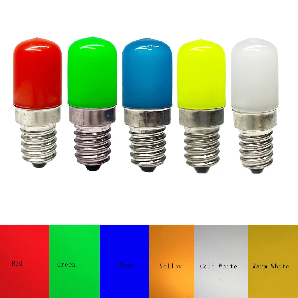 Mini E12 E14 T18 Bulb Refrigerator Light PC Cover AC 110V 220V Freezer Bulb 2W Bulb Red Green Blue Yellow Cold / Warm White