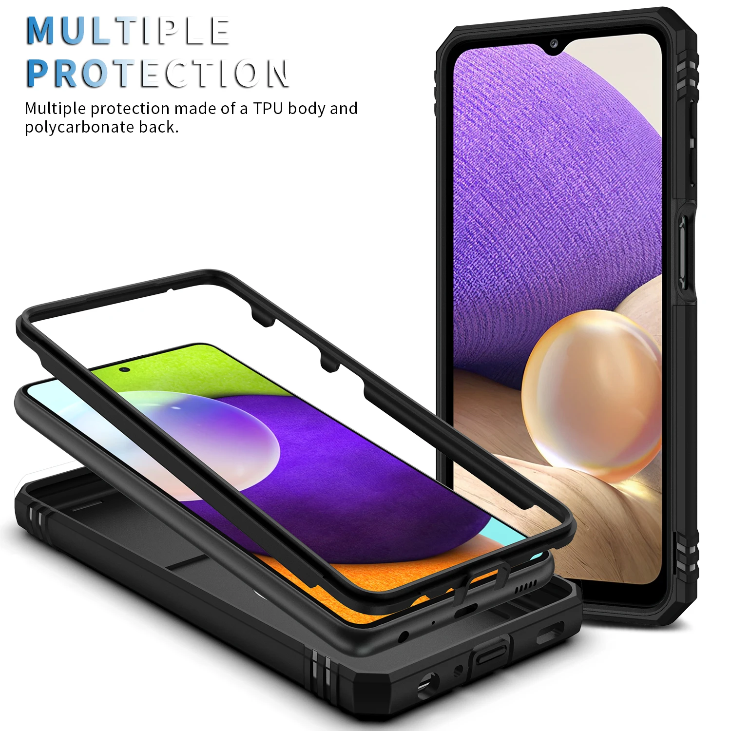 Universal 360° Full Protection Phone Case with Slider Camera Guard and Kickstand