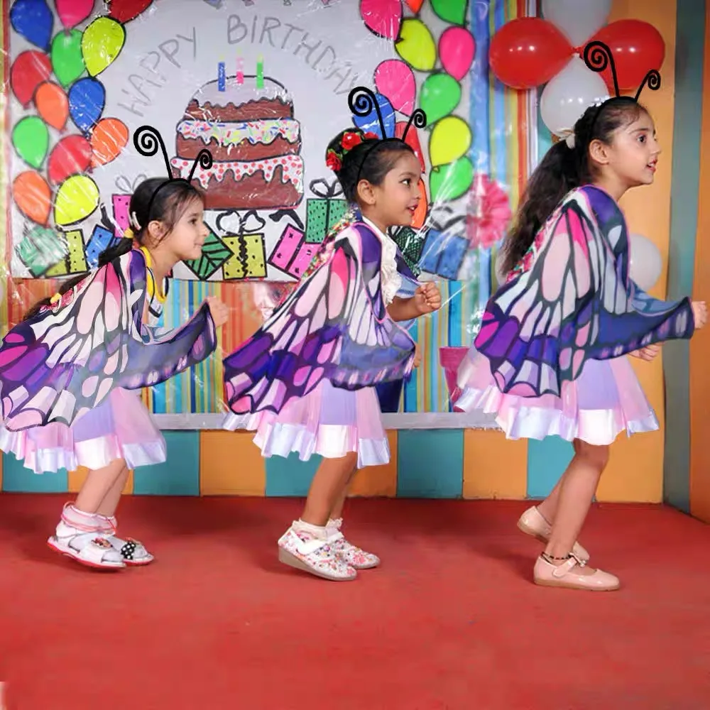 4 pieces of colorful children's and girls butterfly princess costume set stage costumes headbands masks rabbit skirts princess dress