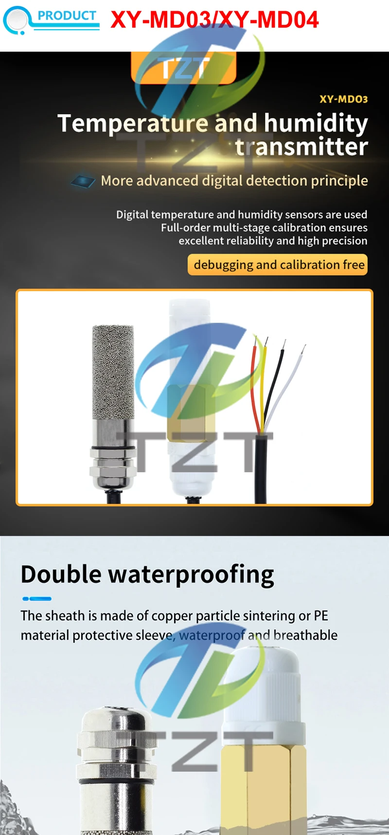 Digitales temperatur feuchtigkeit sensor sonde sender modul rs485 rs 485 modbus rtu wasserdicht innen erkennung und erfassung – Detail 1