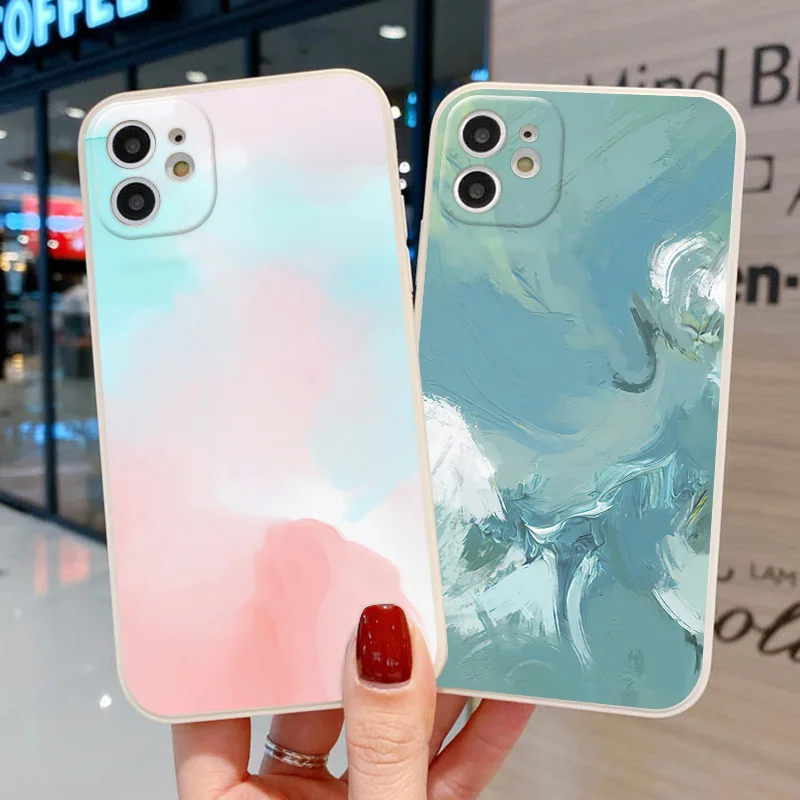 Custodia Quadrata Dipinta Ad Acquerello Per Samsung Note 10 Plus Custodia Galaxy S22 Ultra S23 Plus 5G S20 S21 Fe Note 20 10 Lite Custodie Cover