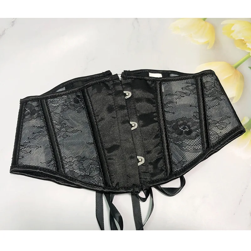

Women's Corset Short Waist 16cm3 Buckle Organza Lace Thin Steel Bone Support Waist Seal Lolita Waist Seal Body Sculpting Abdomen