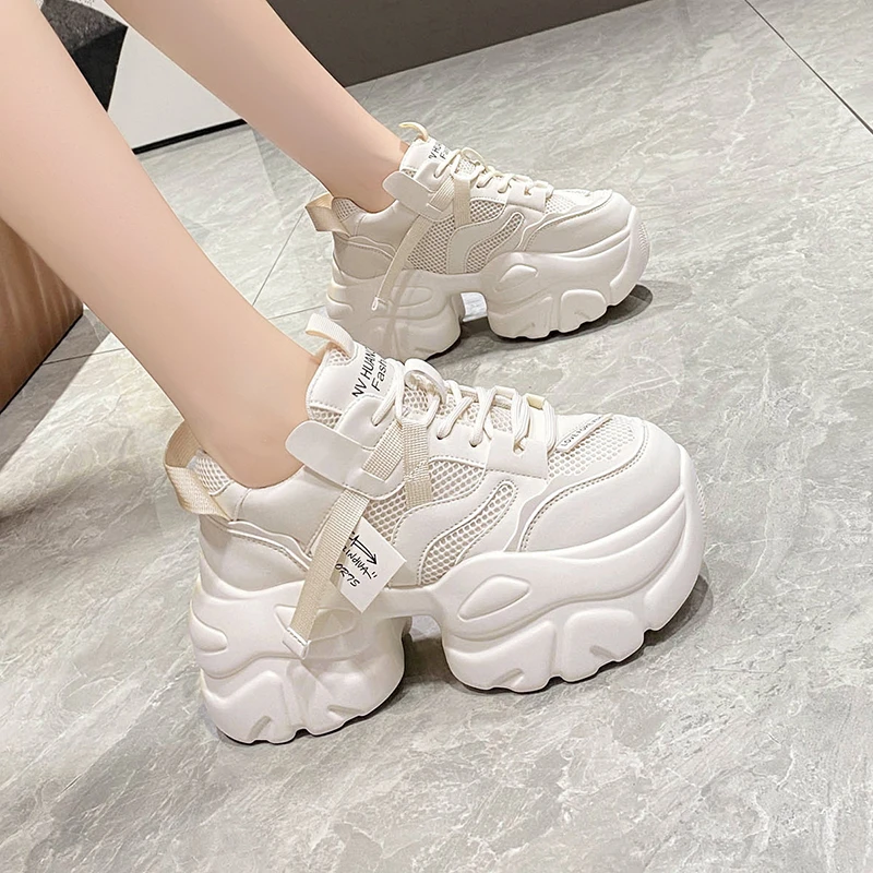 メッシュプラットフォームスニーカー/ヒール5CM/_JLSO5F212 約5cm 厚底 蒸れ防止 メッシュ シューズ (全2色) 通気性 蒸れ