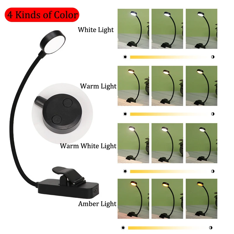 A Âmbar Reading Lights Recarregável Clip Light para Crianças Portátil Pequeno Eye-Caring LED Read Light Pequena Novidade Iluminação para Lâmpada