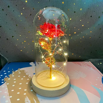 LED Valentine Day Gift For Girlfriend Eternal Rose Light 24K Gold