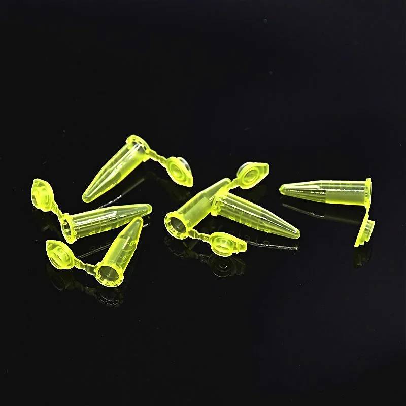 Microtubes Centrifuge Tube 1.5ml Laboratory Centrifugal PCR Tube Bottom Tip Yellow Color Scale Locked Cover Pack of 500/PK