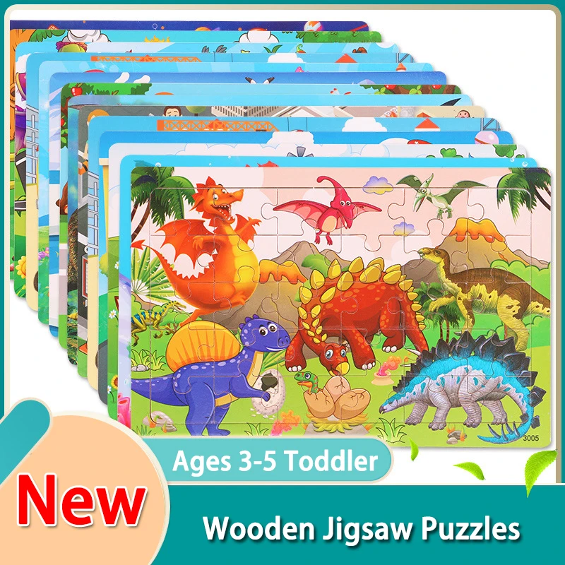 

Wooden Jigsaw Puzzles 30 Piece Colorful Wood Puzzle Children Early Learning Toys for Ages 3-8 Toddler Kids Gifts Party Favors