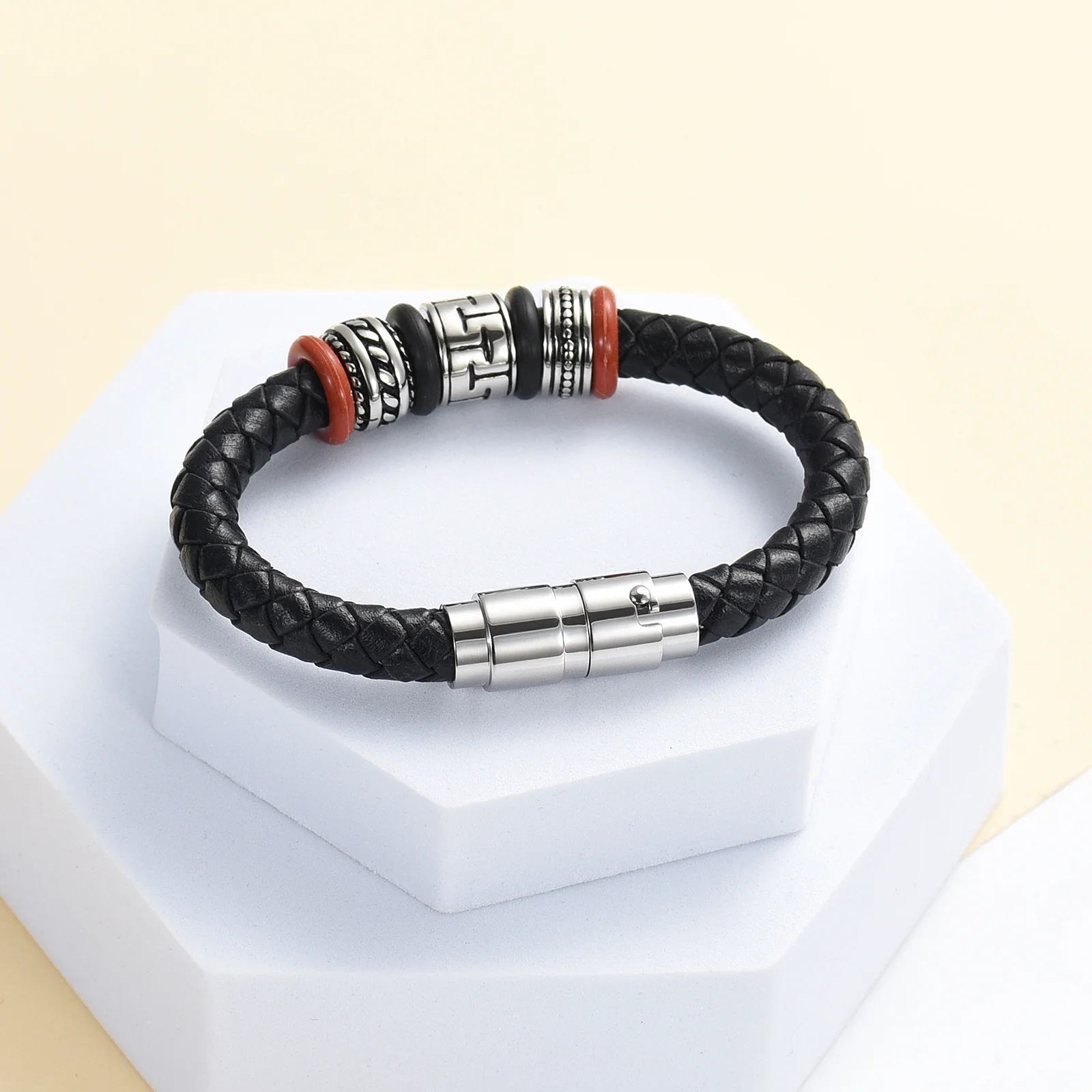 Man Leather Urns Bracelet For Human/Pet Ashes Vintage Memorial Bangle Customized Cremation Keepsake Jewelry 5