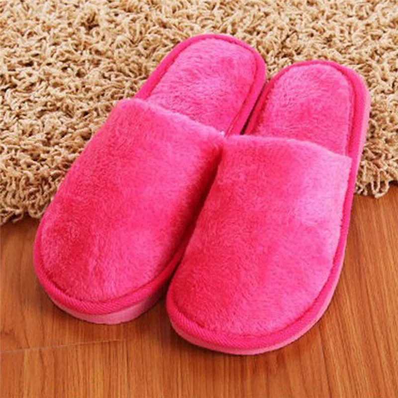 Soft Plush Cotton Slippers Shoes Autumn Winter Couple Unisex Non-Slip Floor Indoor Home Furry Slippers Women Shoes For Bedroom 2