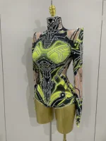 2025 Women Sexy Sparkly Stretch Bodysuit Nightclub Bar Dj Gogo Dancers Group Jumpsuit Pole Dance Clothing Cosplay Stage Costumes - Image 2