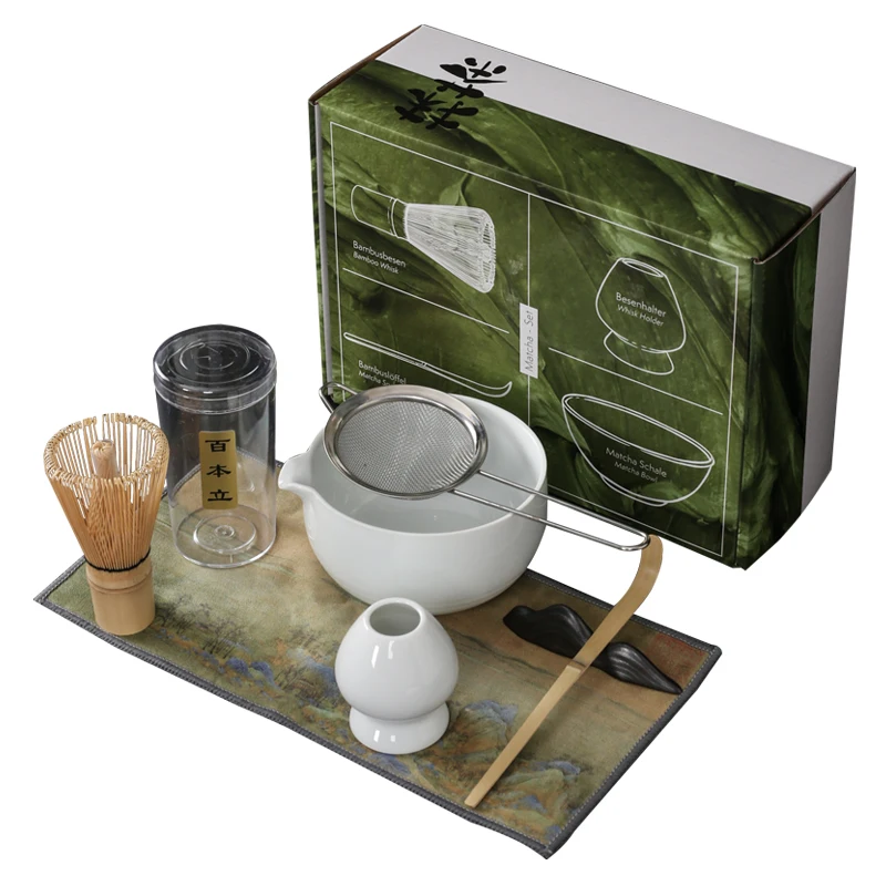 

Tea Box Powder With Dumping Ceramic Mouth Japanese Compact Suits Gift Spoon Matcha Beater Egg Of Maccha Bowl