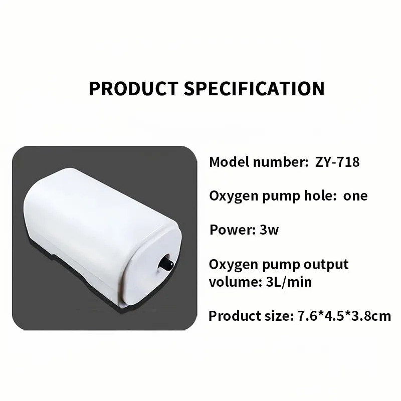 Aquarium Air Pump 220V 3W Ultra Silent 3L/min 76cm Fish Tank Accessories Mini Air Compressor Oxygen Pump Fishbowl One Output