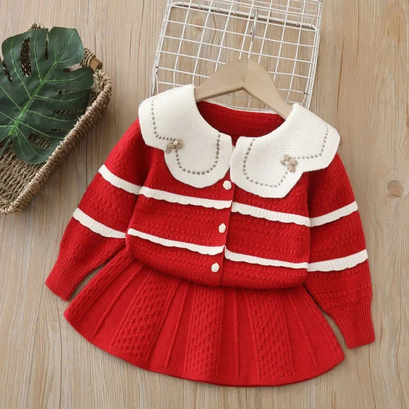 Autumn Kids Color Block Knit Sweater Pants Set