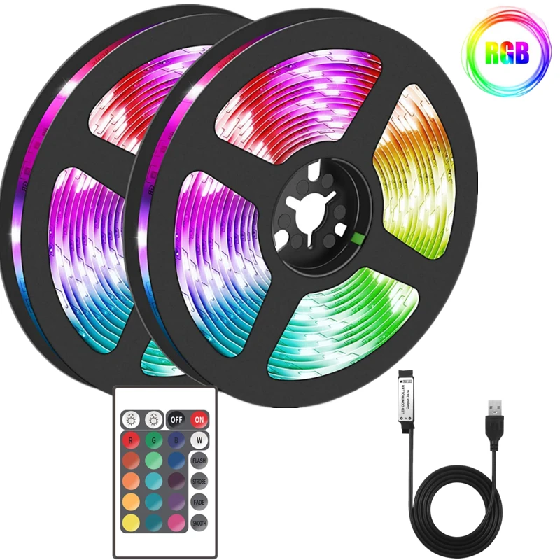 Светодиодная ленсветильник 5 в пост. Тока RGB-питание гибкая лампа лента 2835 USB