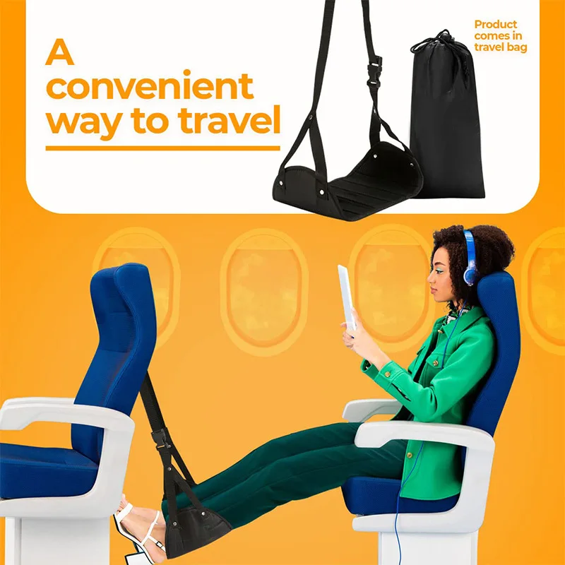 Airplane Travel Foot Rest Portable Travel Foot Hammock Adjustable Flying Foot Rest for Long Flight Bus Train Office Home images - 6