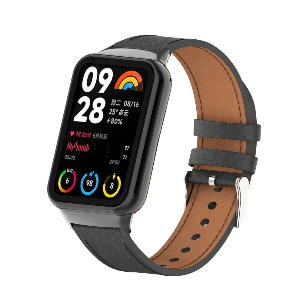 Premium Leather Strap Bracelet Watchband Accessory with Metal Replacement Belt