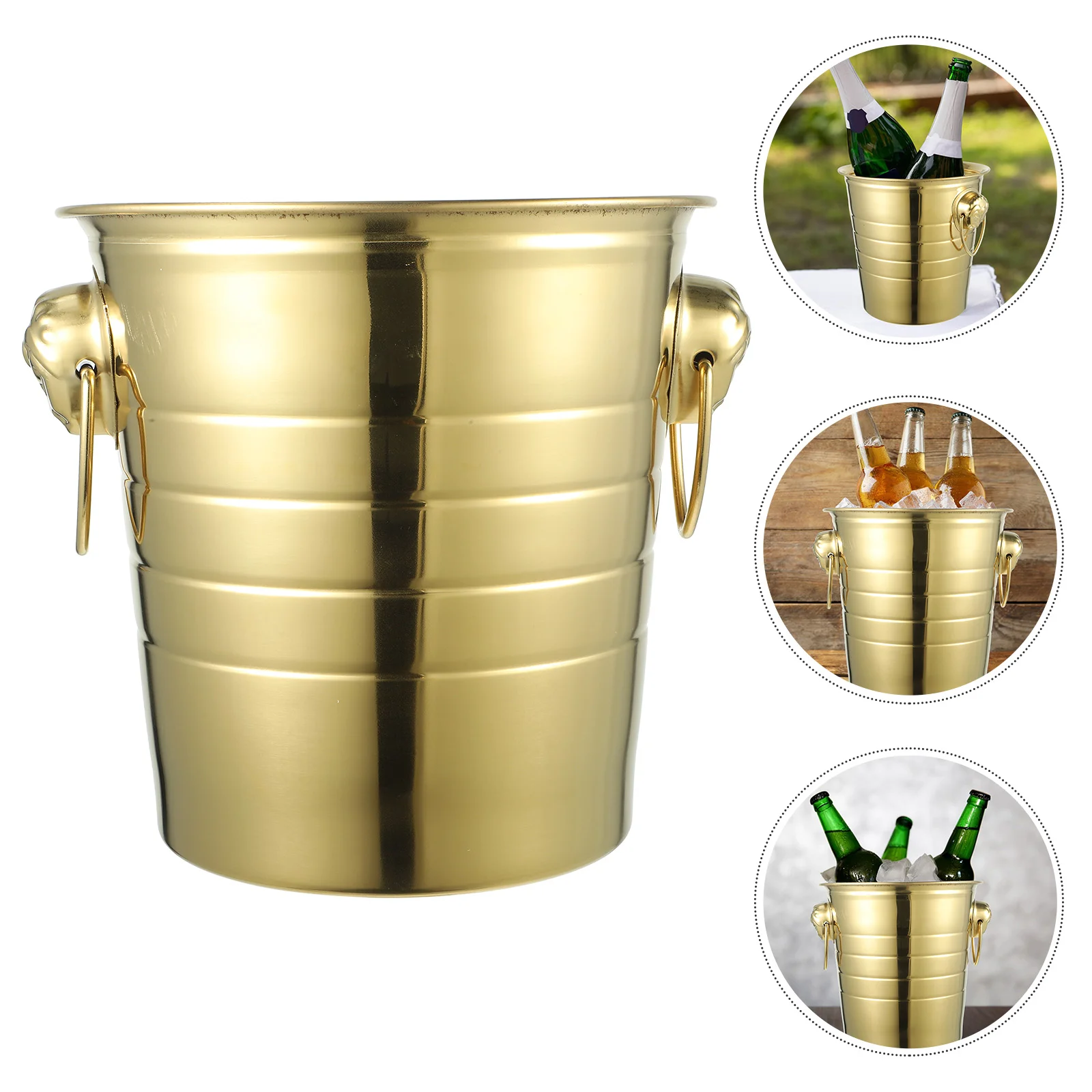 

3L golden bucket Stainless Steel Buckets with Handle for Beer and Drinks Table Centerpiece Party Supplies Beer Party
