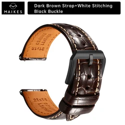 Maikes Premium Leather Quick Release Watch Strap - Luxury Watchband Accessory - 20mm (PB DarkBrownW B)