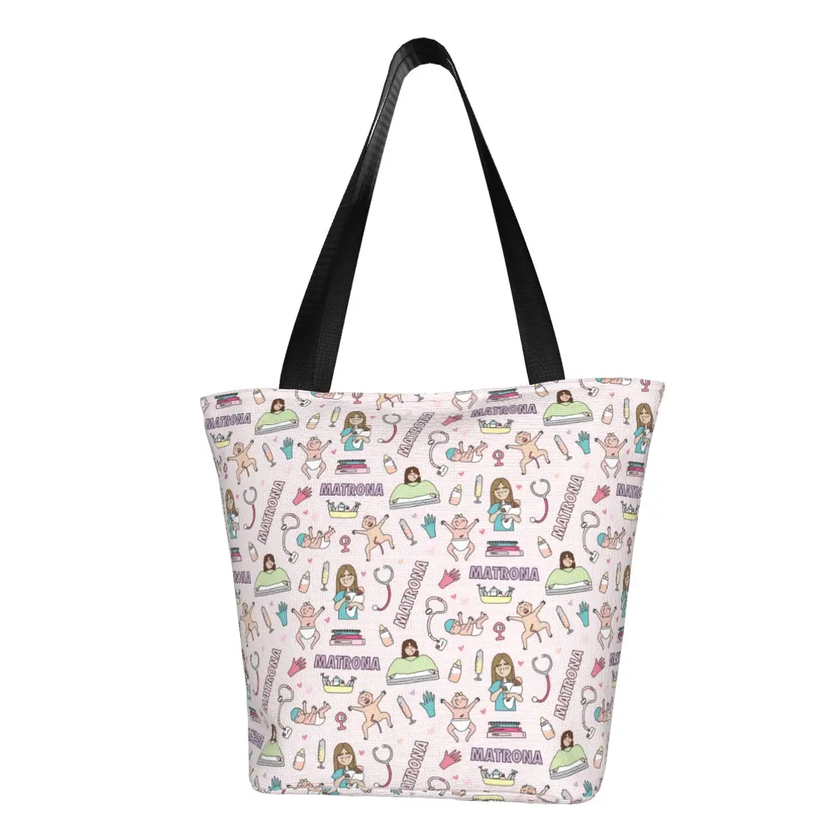 

Trendy Girl Doctor Nurse Enfermera En Apuros Top Handle Bag With Zipper Opening Accessories Handbag Tote Bags
