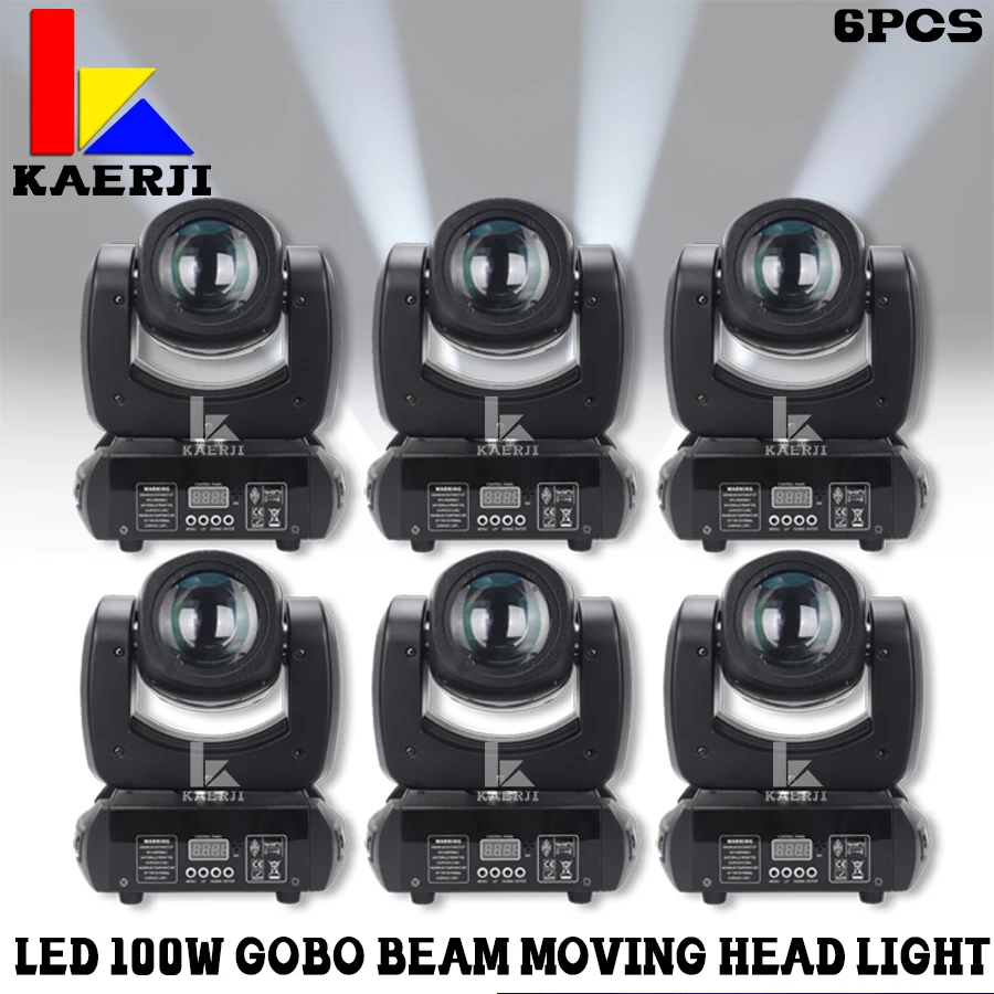 

6Pcs LED 100W Beam Gobo Moving Head Stage Light Effect 18 Prism DMX512 For Club KTV Disco DJ Party Lighting Pattern Holiday Lamp