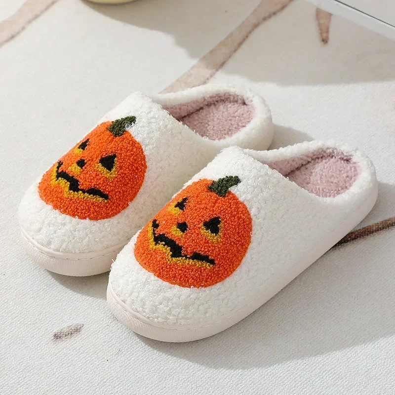 Ghost Face Blue Evil Eye Fuzzy Slippers - Plush Winter Warm Indoor Non-Slip Shoes