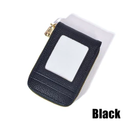 RFID Blocking Waterproof Leather Cardholder Wallet with Money Clip (Black)