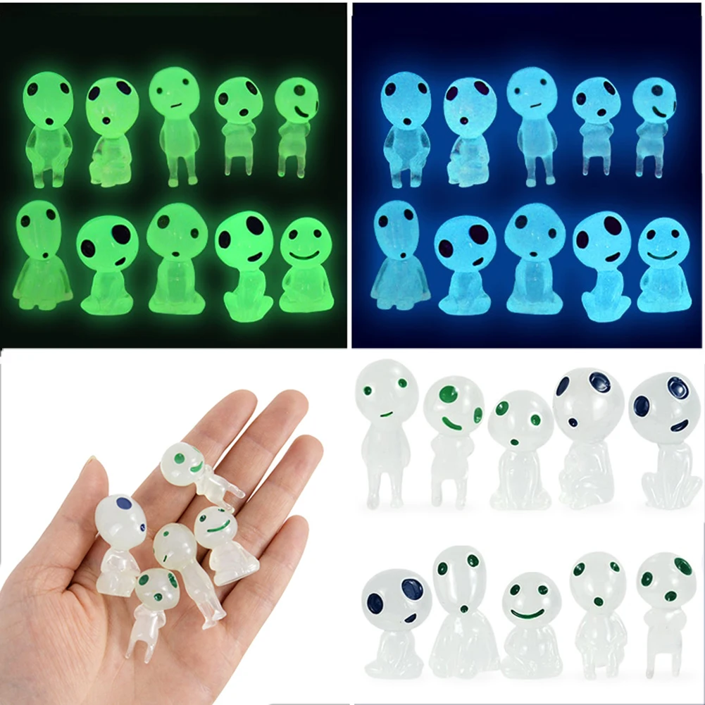 

10/5Pcs Glow In The Dark Tree Elves Luminous Ghost Micro Landscape Figure Ornaments Home Garden Statue Flower Potted Decoration