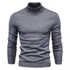 Casual High Collar Men's Knitted Sweater Base Shirt Slim Fit Winter Leisure Fashion Chinese Brand Clothing Online Sale