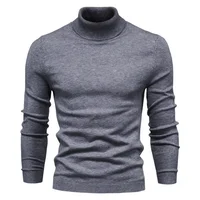 Casual High Collar Men's Knitted Sweater Base Shirt Slim Fit Winter Leisure Fashion Chinese Brand Clothing Online Sale