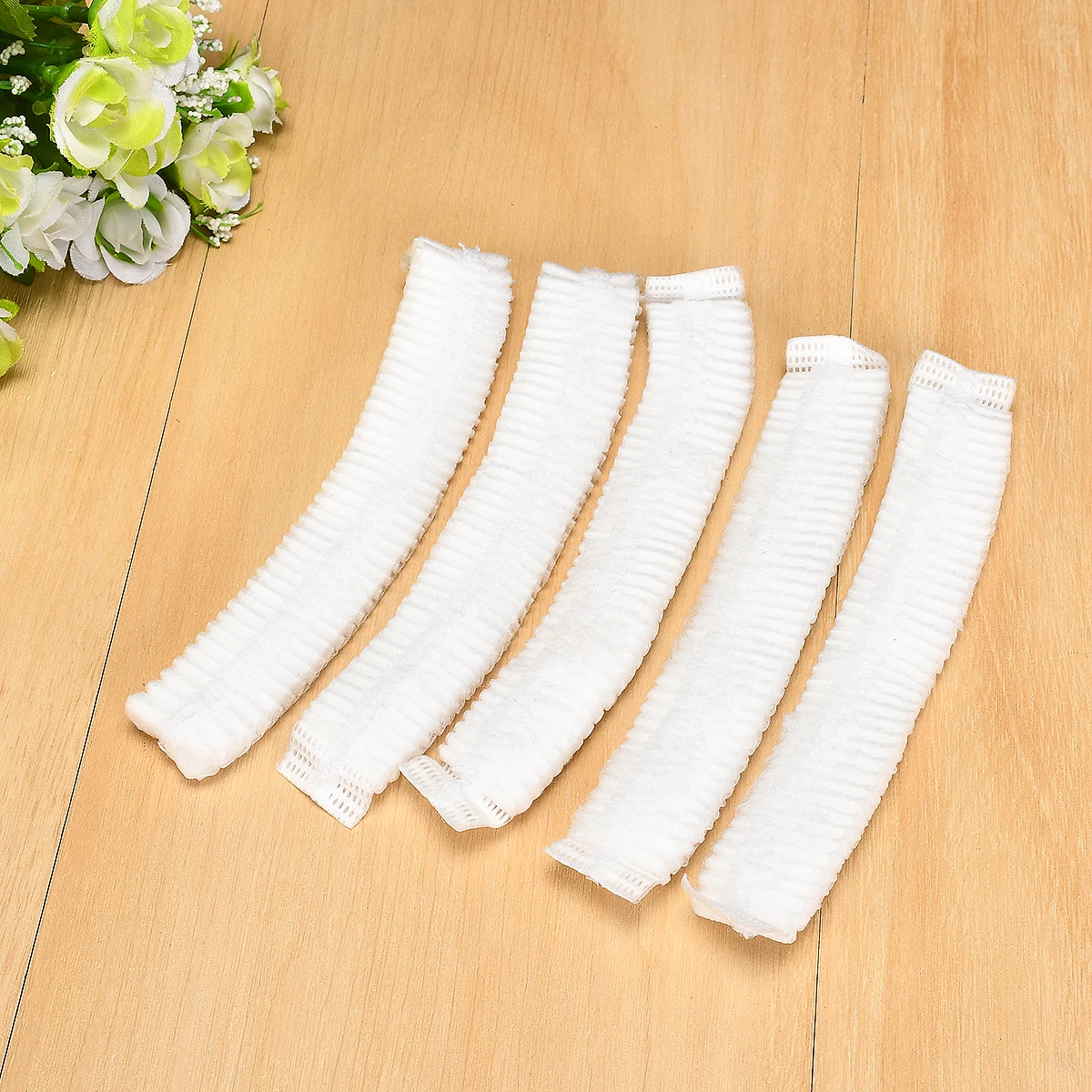 Pack of 50， 21-inch Disposable Non-woven Fabric Shower Cap Dustproof Breathable Headgear Beauty Salon Hair Cap 5