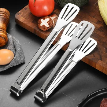 Pinze per alimenti in acciaio inossidabile pinze per Barbecue insalata di carne bistecca cibo Clip per servire pinzette lunghe pinze da cucina per Barbecue utensili da cucina 1