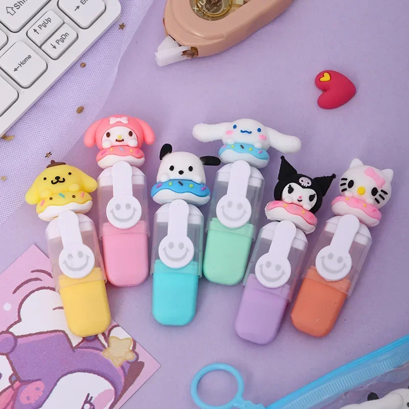 Sanrio Highlighter 6-24pcs Kuromi Melody Soft Rubber Doughnut Mini Color Marker For Highlighter Marker Highlighter Pen Art Marker Marker Pen