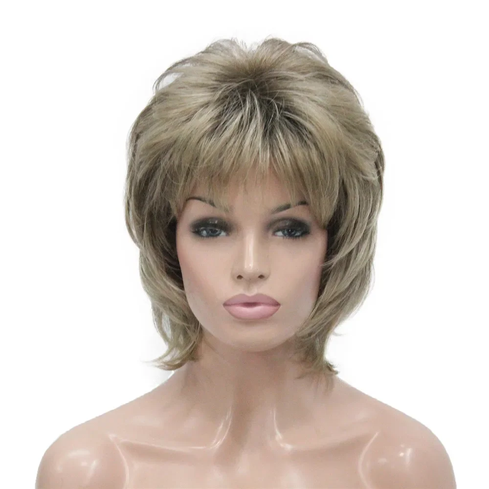 

7Color Short Hair Auburn Blonde Natural Capless Layered Hairstyle wigs For Women’s Christmas Halloween Cosplay Costume Party Wig
