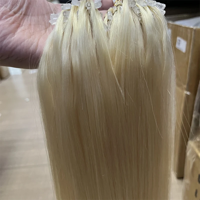 Blonde Micro Loop Ring Human Hair Extensions 12" 16" 18" 20" Natural Straight Micro Link Hair 50pcs 30g/pack
