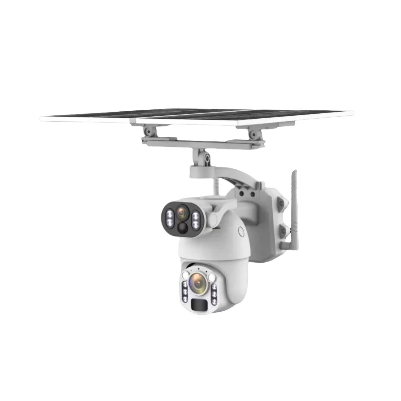 UBOX 4G 심카드 3MP 20배 광학 줌 태양광 배터리 카메라 실외 무선 듀얼 렌즈 12W 6MP 태양광 카메라