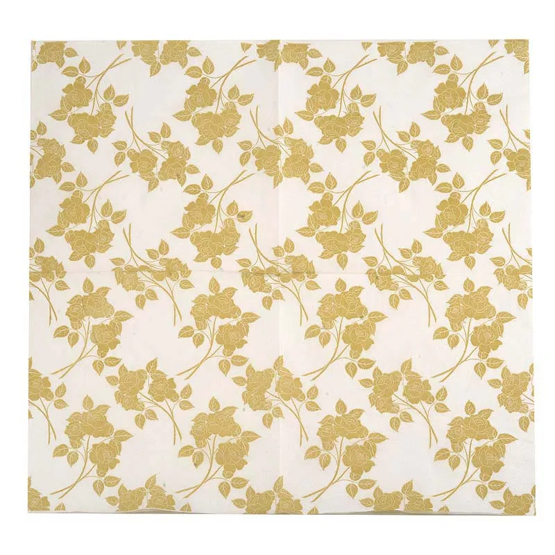 Golden Leaf Printed Napkin 10/20pcs/Pac 33cm 2-Ply Wedding Cup Flower Paper Colourful Placemat Paper Mouthcloth Banquet