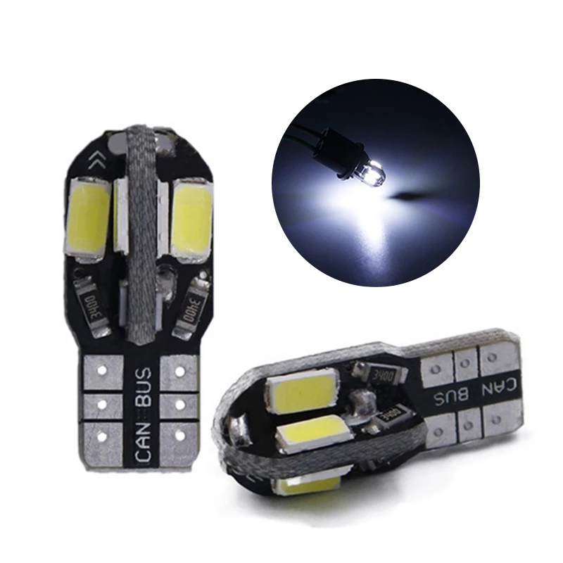 T10 LED 자동차 너비 램프 화이트 라이트, 캔버스 5730, 8SMD12V, 자동차 LED 전구, 사이드 웨지 라이트, 450LM, 자동차 라이센스 라이트