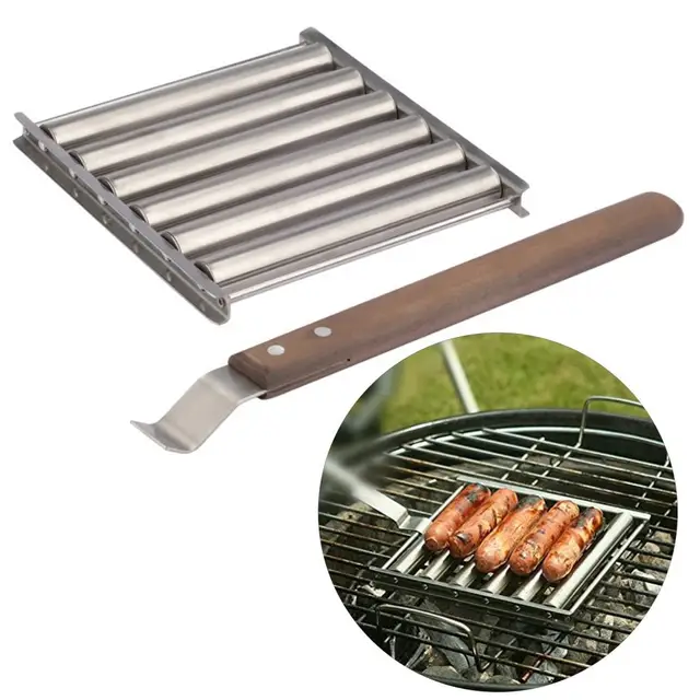 Hasznos Barbecue Állvány Újrahasznosítható Hot Dog Görgős Hőálló, Sima Grillhenger-Tartóház Háztartás - Image 4