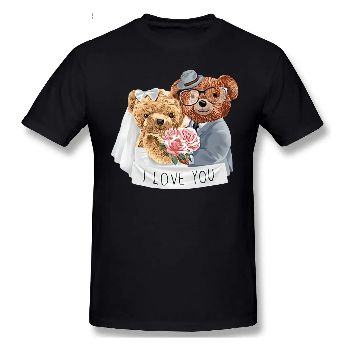 

I LOVE YOU Couple Teddy Bear T shirt Harajuku T-shirt Graphics Tshirt Brands Tee Top