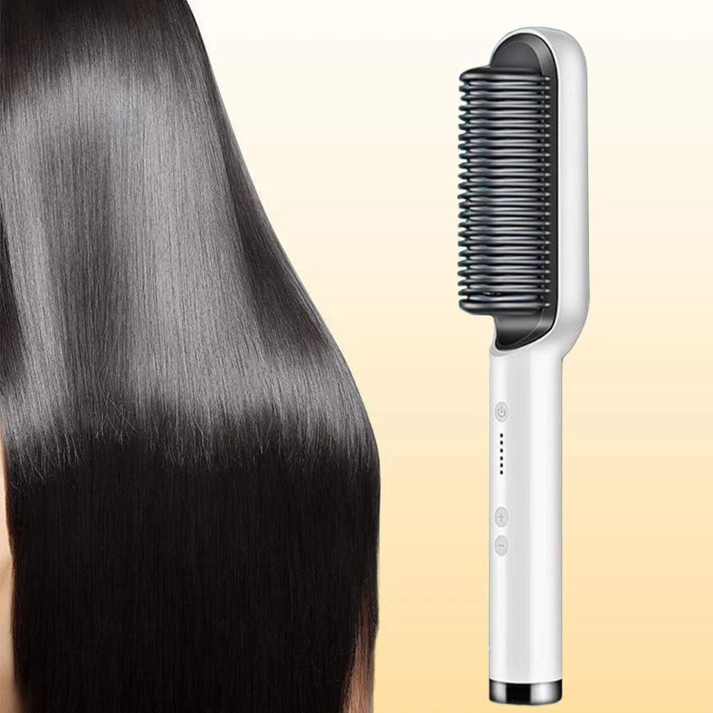 Description Picture 3 of itemHair Straightener Brush Negative Hot Comb Ion Curler Lazy Comb with 5Temp Straight Hair Comb Anti-Scald Fast Heating (AU Plug)