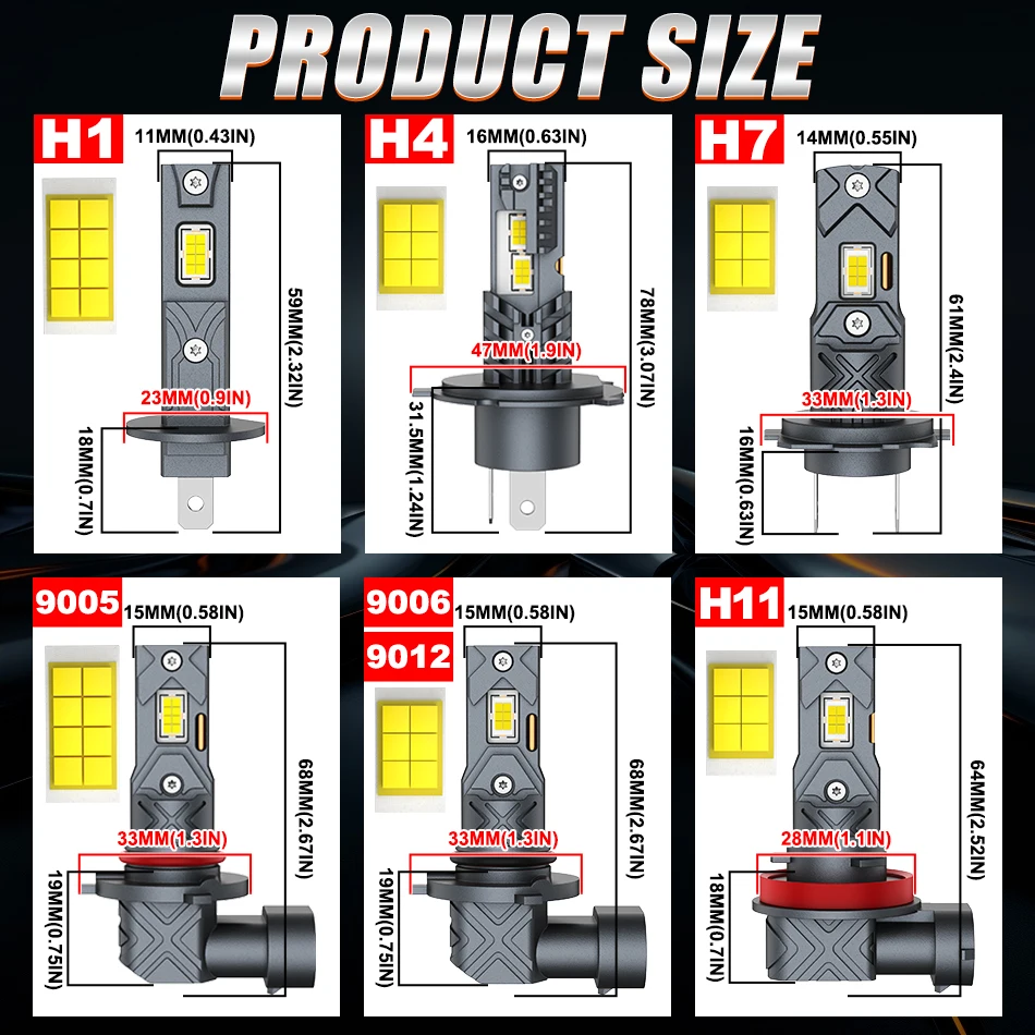 6000W 터보 H7 H11 LED 헤드라이트 전구 CANBUS 라이트 550000LM H1 H4 9012 9005 HB3 9006 HB4 미니 램프 7545 CSP 팬 장착 차량용 LED