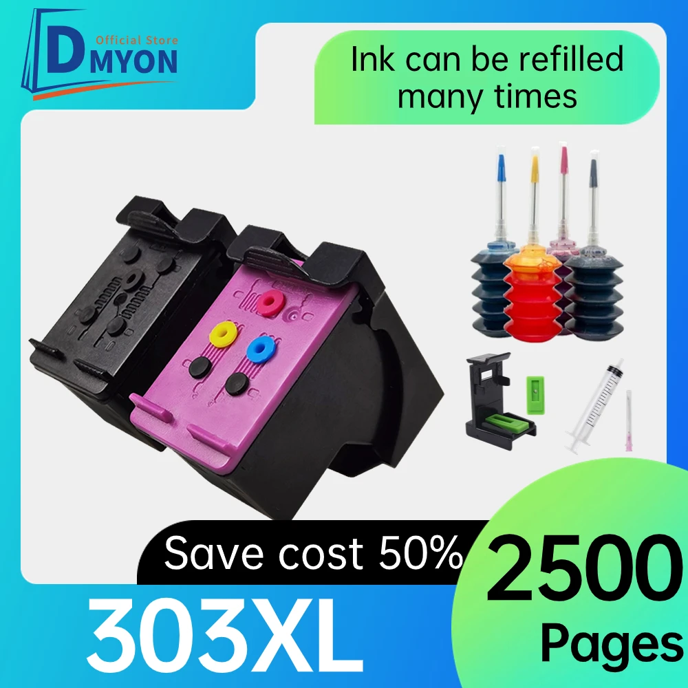 

303XL Ink Cartridge Compatible for HP 303 XL Envy 6220 6222 6230 6234 6252 6255 6258 7120 7130 7132 7134 7155 7158 7164 Printer