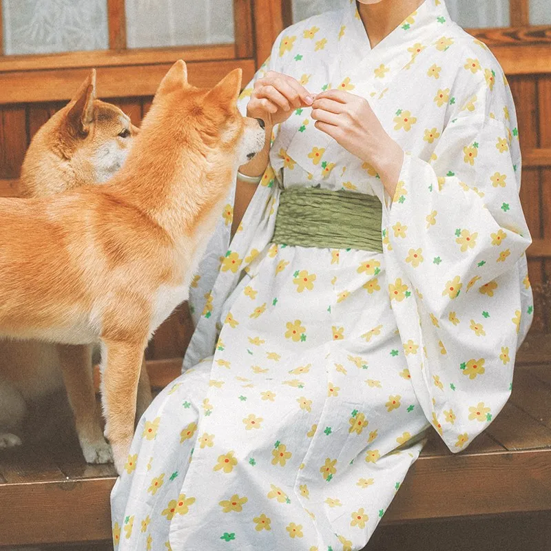 

Japanese Style Yukata Home Kimono Photography Trip Shoot Little Yellow Flower