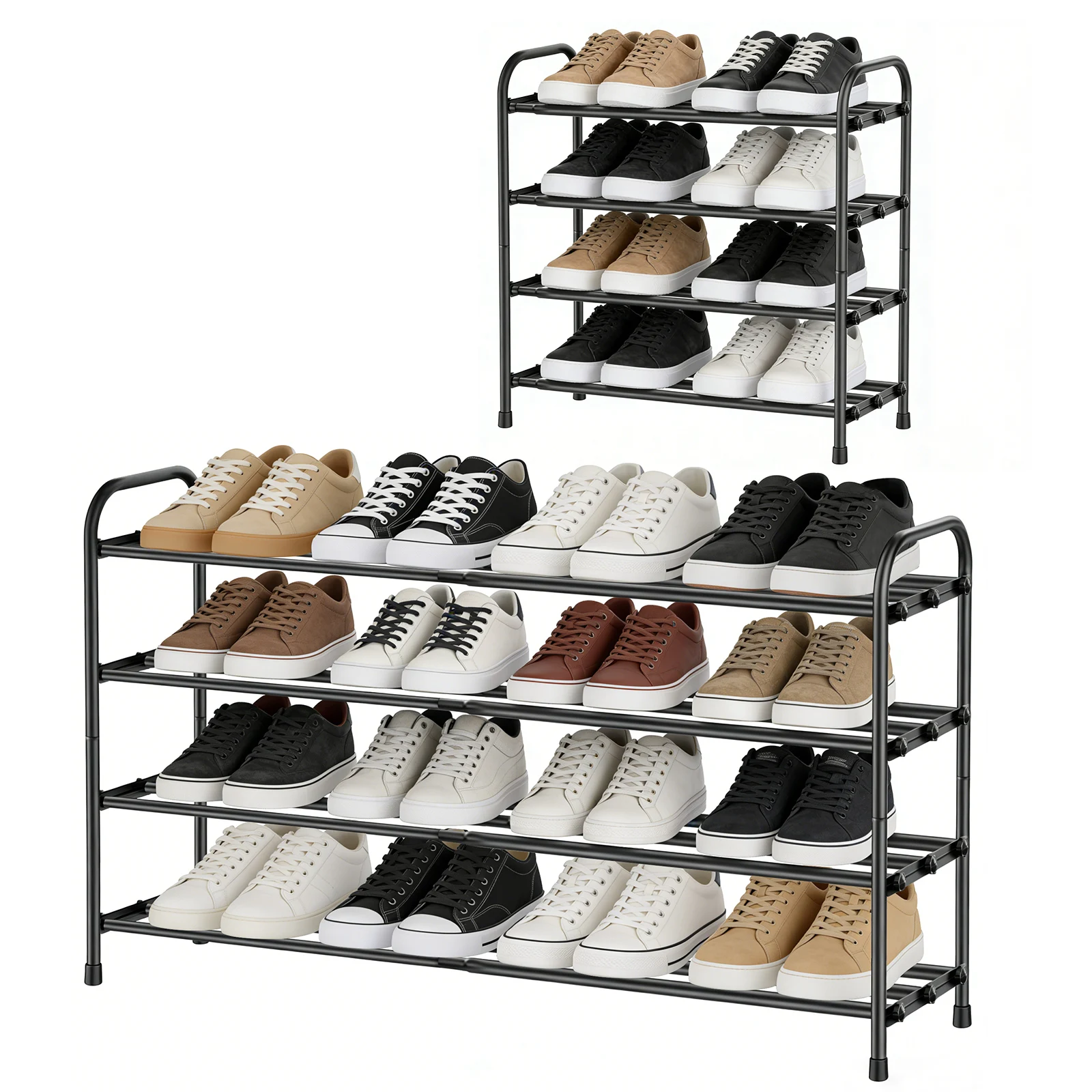 2/3/4-stufiges Metall-Schuhregal, verstellbar, erweiterbar, Schuhregal, Schuh-Organizer, Ständer, platzsparend für Wohnzimmer und Eingangsbereich – Detail 2
