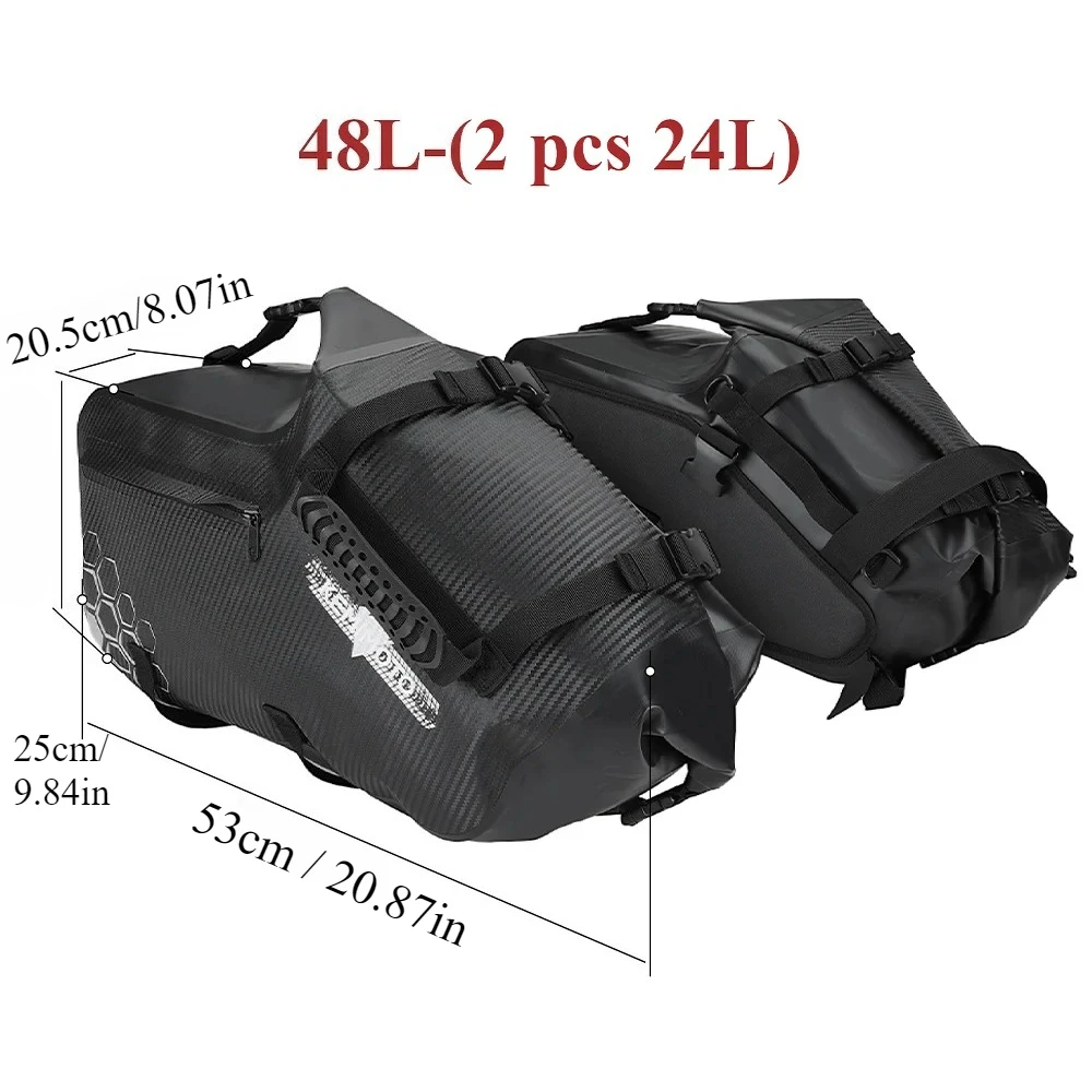 28L Pair Waterproof Motorcycle Saddlebags Saddle Panniers Rear Side Bags Black E
