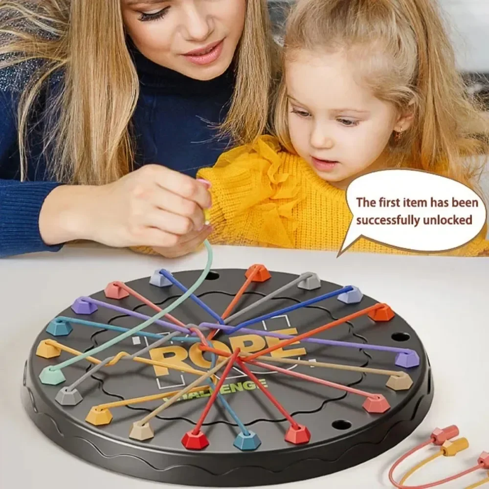 Children's Rope Knots Sensory Social Board Game Logical Thinking Challenge Table Game Color Sorting with 10 Ropes