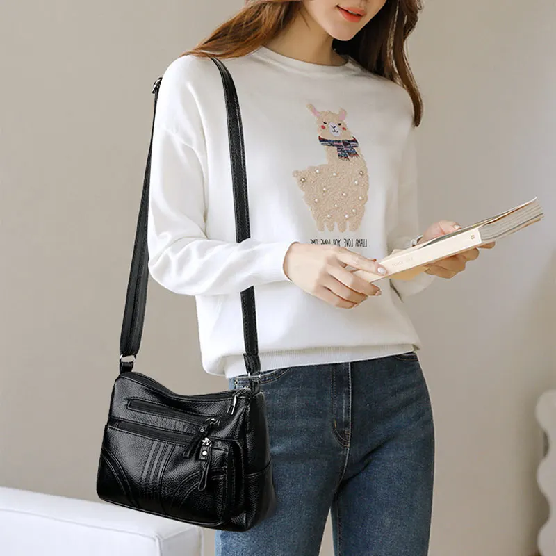 large capacity shoulder bag 2023 new women PU soft leather texture casual small square bag hand-held mother's bag